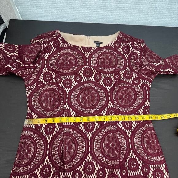 R&K Red Short Sleeve Neck Lined Career Shift Lace Dress Plus Size 14 - Picture 9 of 10